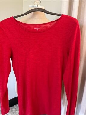 Garnet Hill Bright Red Long-Sleeve Crewneck Tee